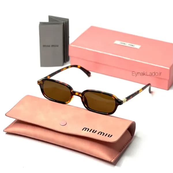 عینک آفتابی و بلوکات میو میو miu miu مدل M1188 فریم مستطیلی کائوچویی | لنز UV400 | زنانه
