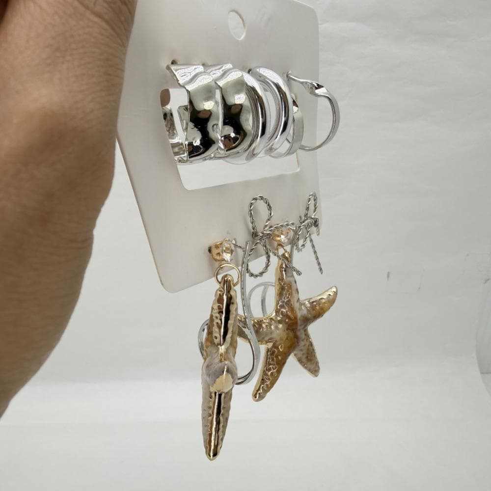 پک گوشواره دخترانه طرح ستاره دریایی و پاپیون کد 27625 — تصویر ۲