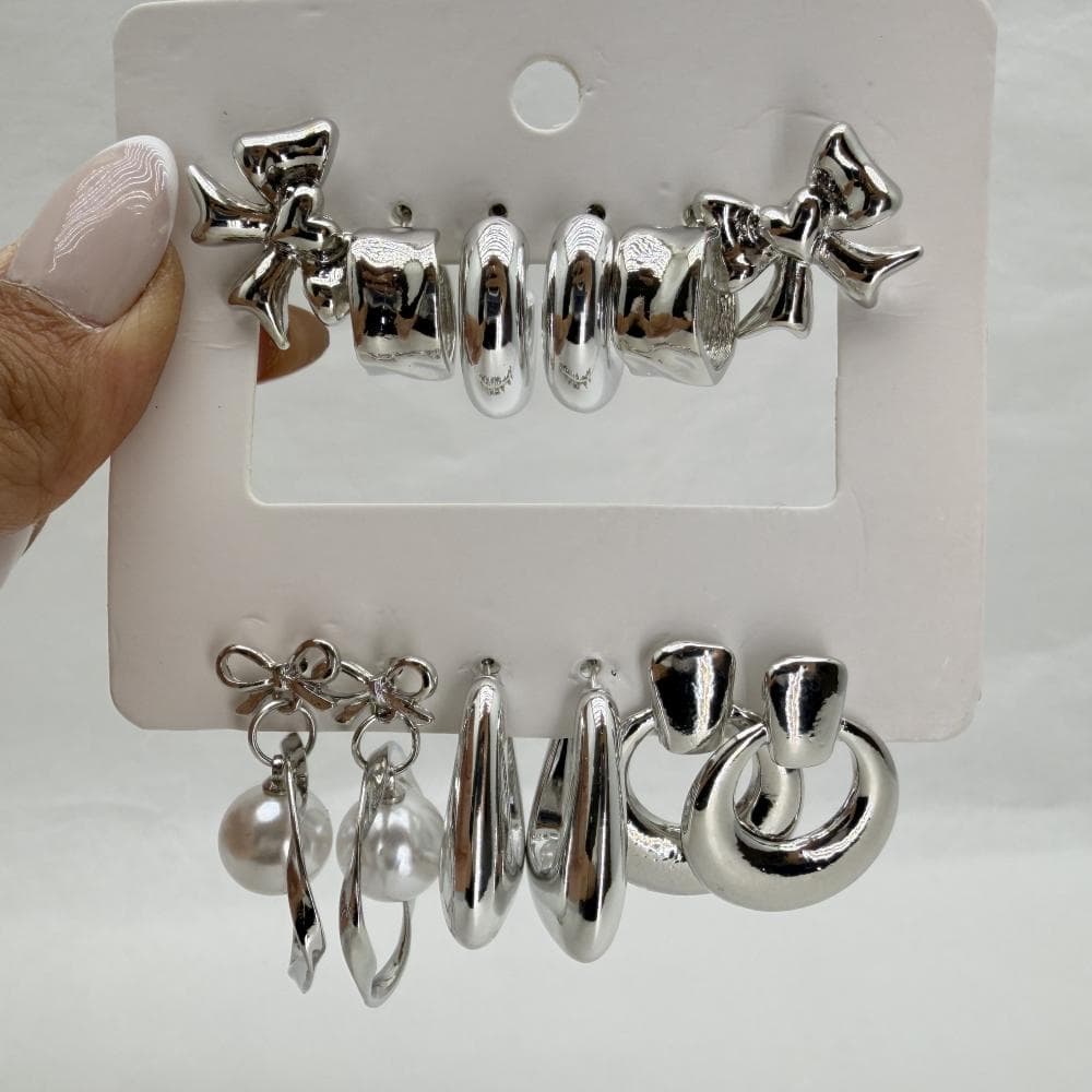 پک گوشواره دخترانه طرح مروارید و پاپیون کد 27585