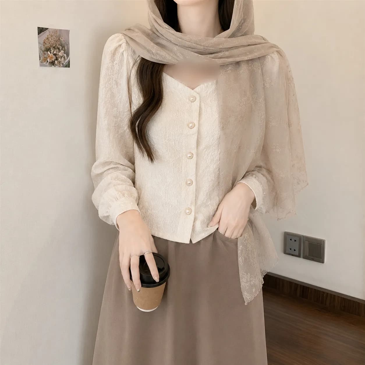 شومیز کراپ یقه مربعی زنانه — تصویر ۵