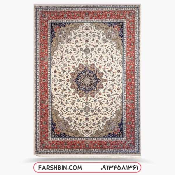 فرش سنتی کرم گلبهی 1500 شانه کد 7521