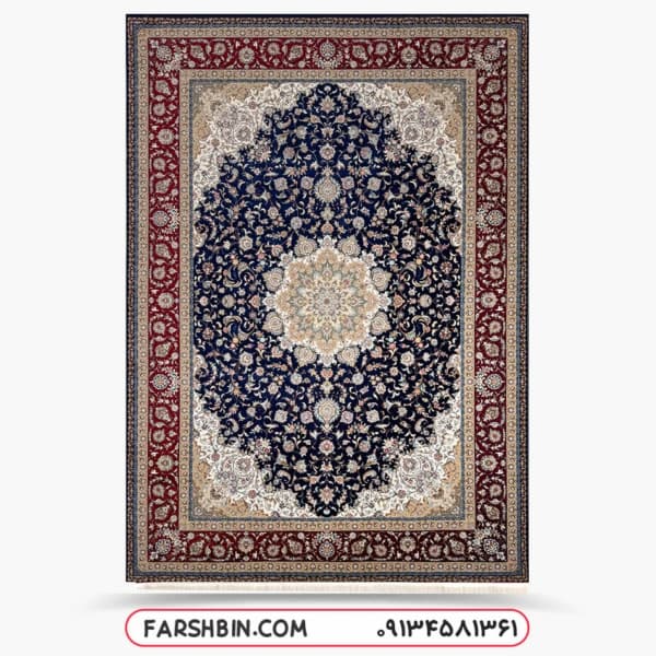 فرش سرمه‌ ای طرح دستباف‌ 1500 شانه کد 7521