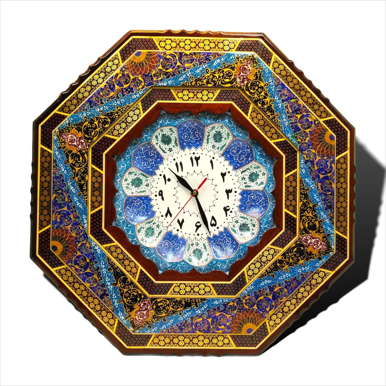 ساعت دیواری خاتم کاری و تذهیب اعلا اصفهان (ابعاد 56 *56 س)