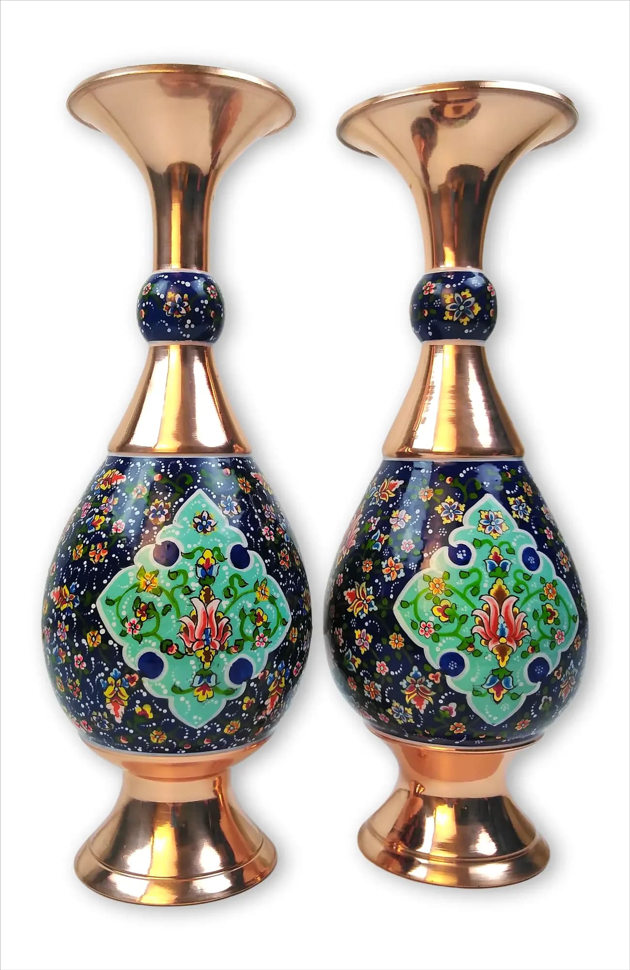 گلدان و شکلات‌خوری مس و پرداز (ارتفاع 32س) — تصویر ۵