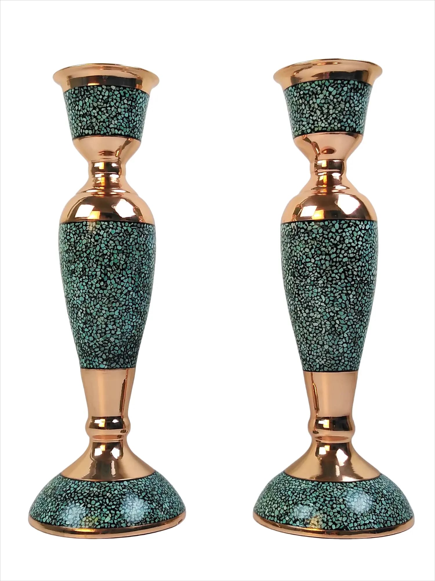 شمعدان مس و فیروزه کوب (ارتفاع 25 س)