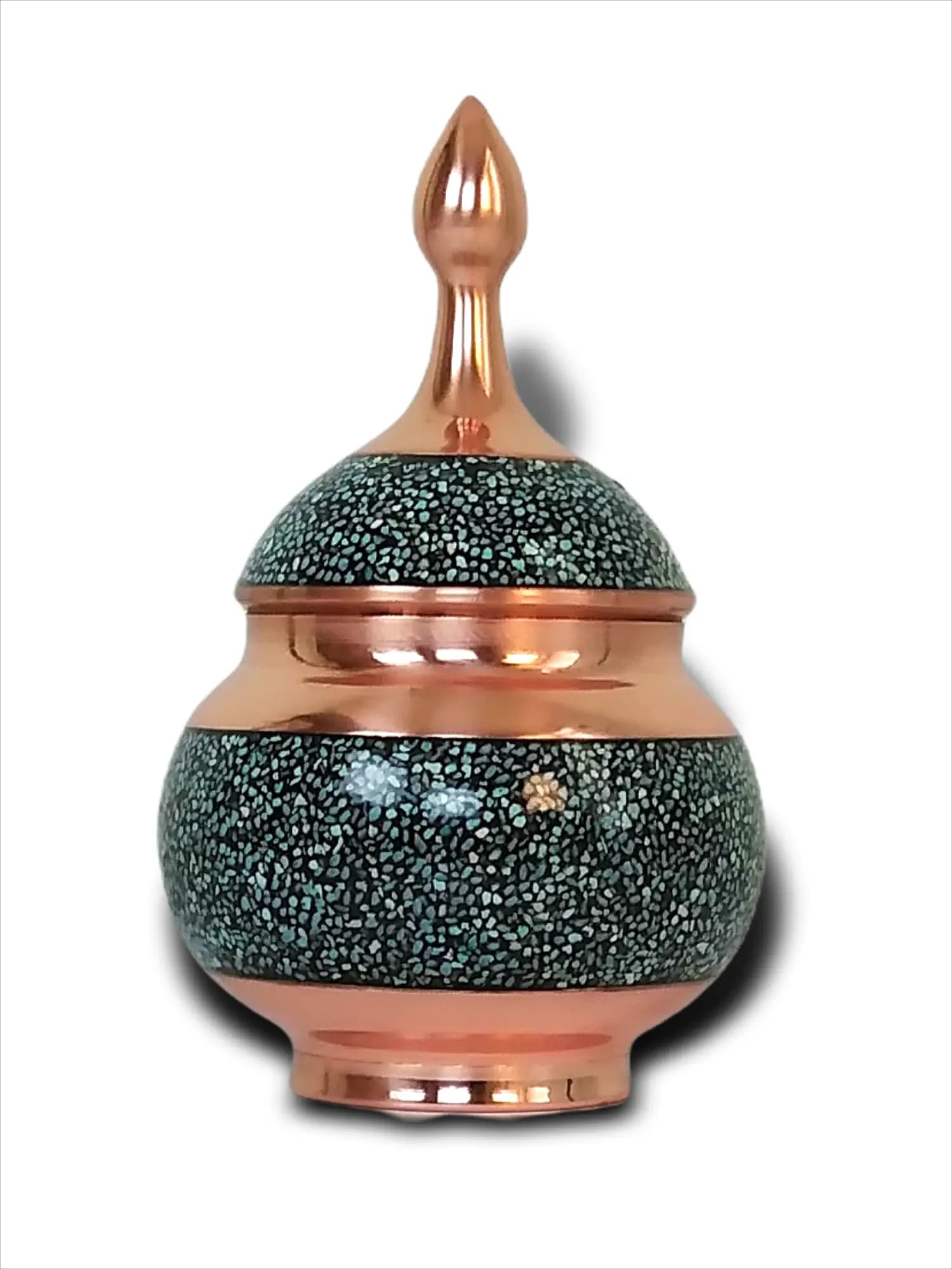 قندان مس و فیروزه کوب (ارتفاع 16 س)