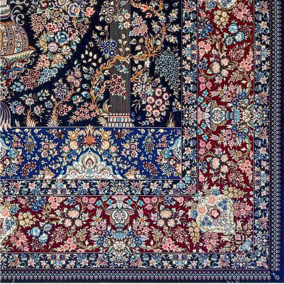 فرش طرح ابریشمی 1500 شانه سرمه ای — تصویر ۲