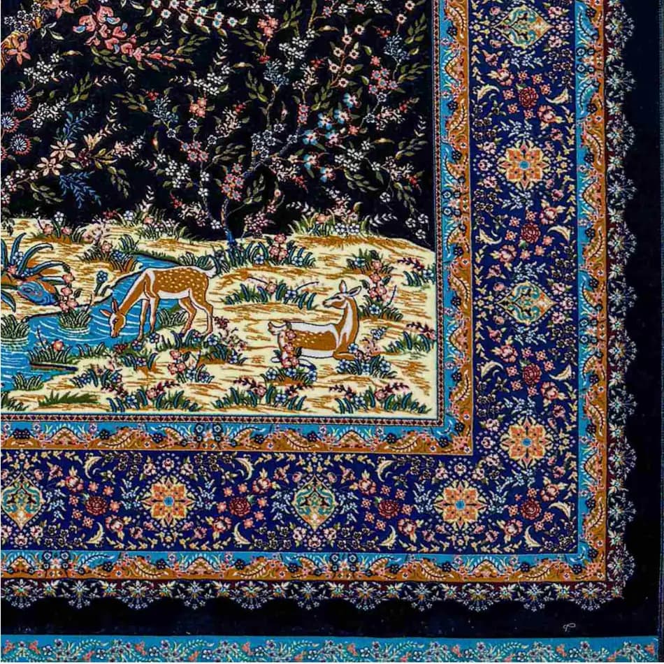 فرش درختی سرمه ای 1500 شانه دستباف گونه کد 7503 — تصویر ۳