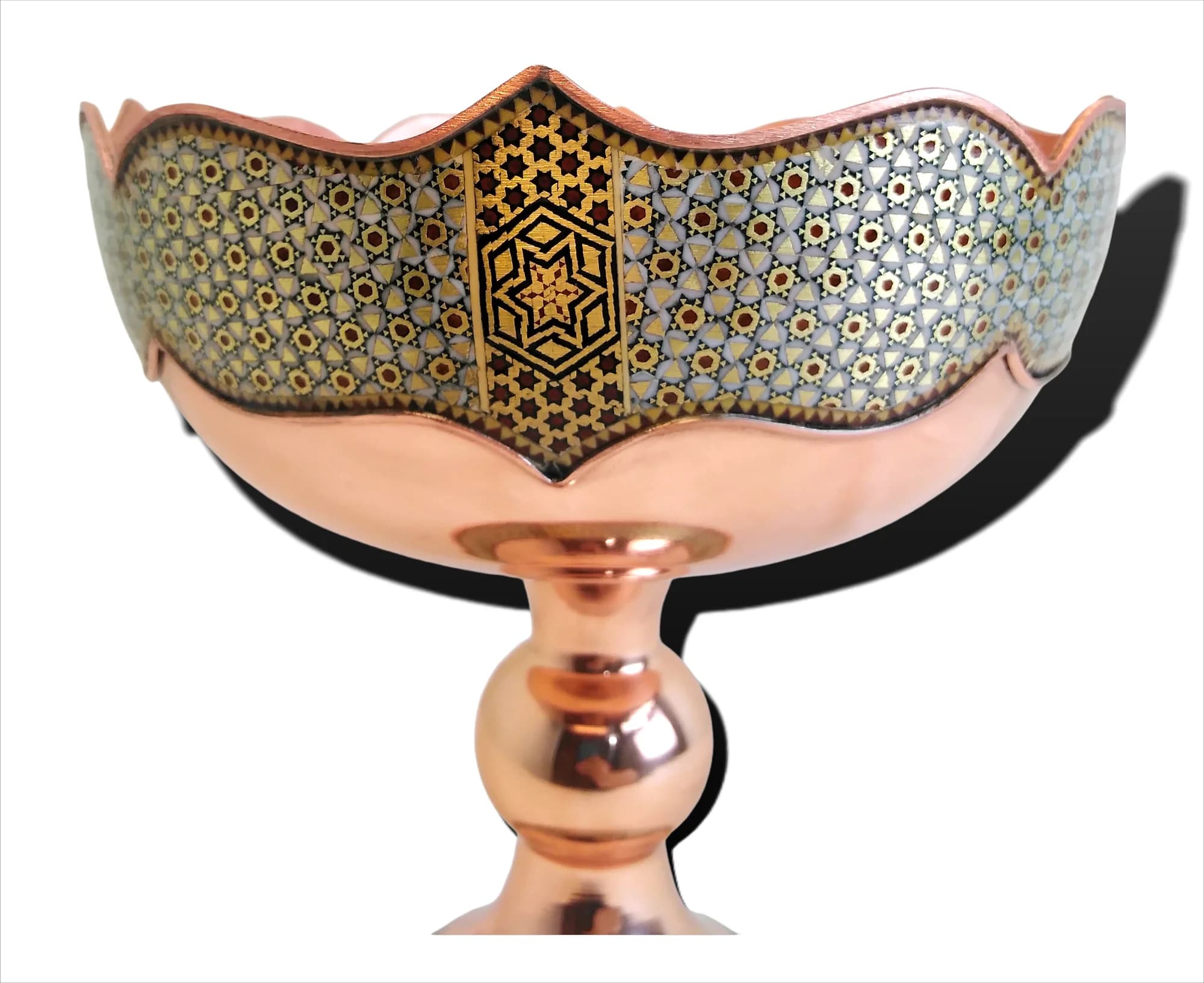 میوه خوری مس و خاتم اصفهان | لبه دالبری ۲۸ سانتی — تصویر ۲