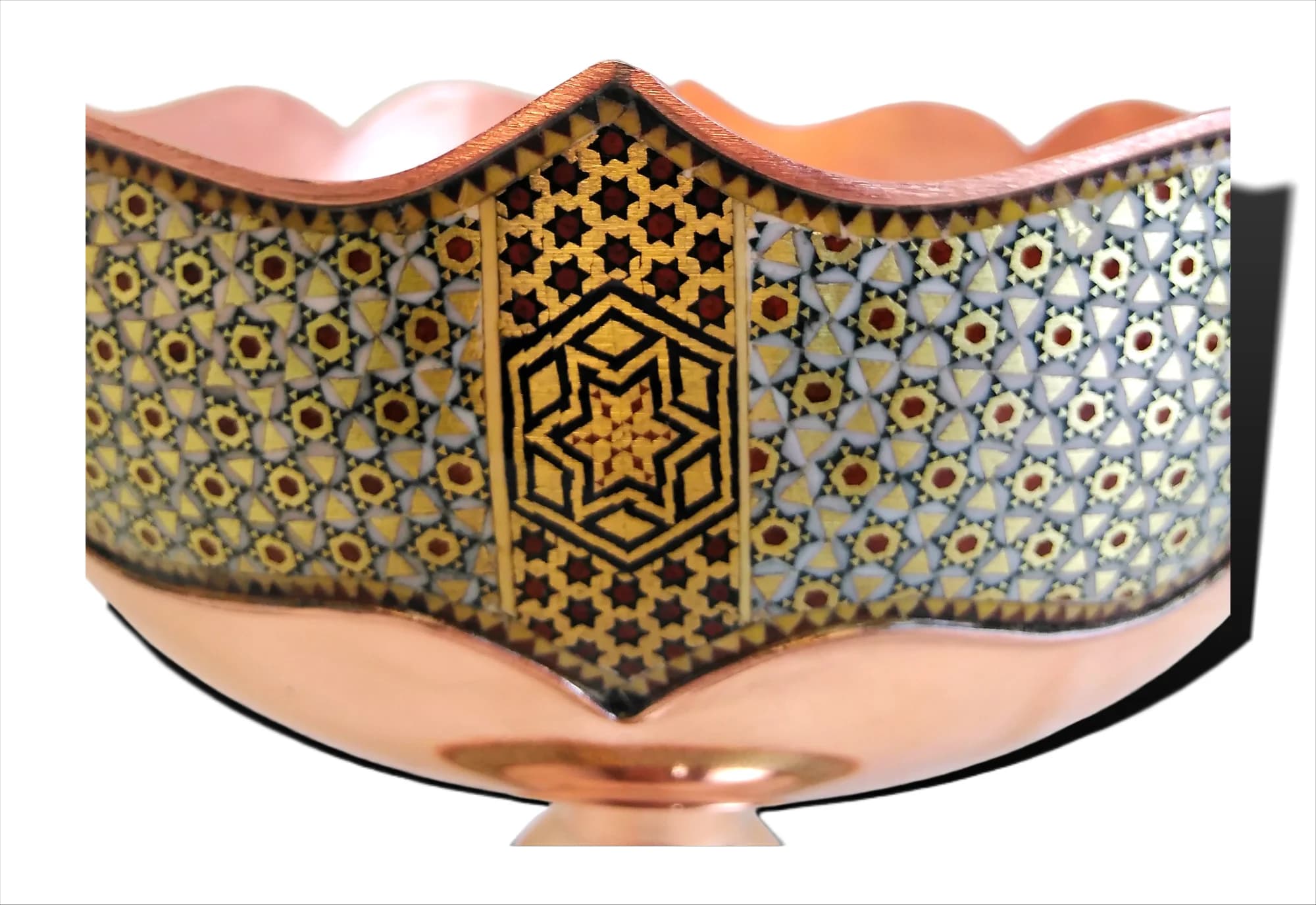 میوه خوری مس و خاتم اصفهان | لبه دالبری ۲۸ سانتی — تصویر ۳