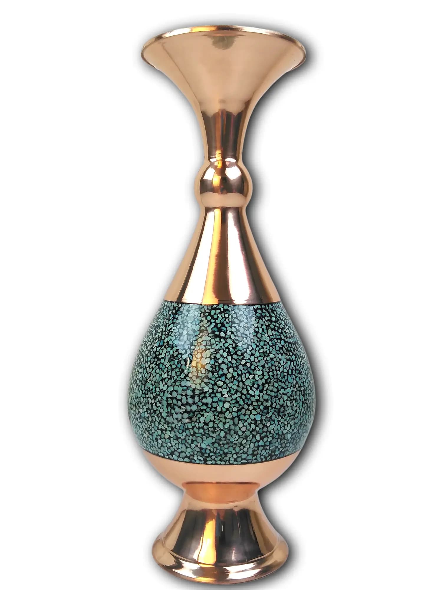 گلدان مس و فیروزه اعلاء (ارتفاع 25س)