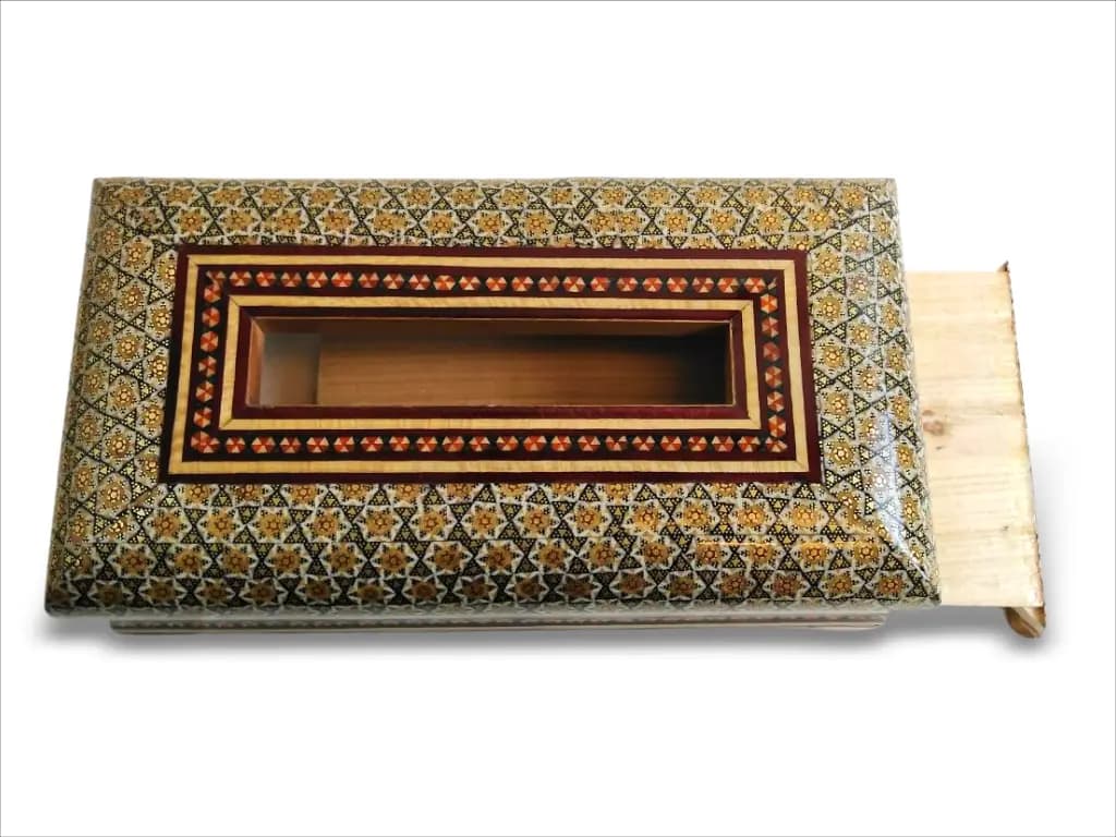 جعبه دستمال کاغذی خاتم‌کاری اصفهان — تصویر ۲