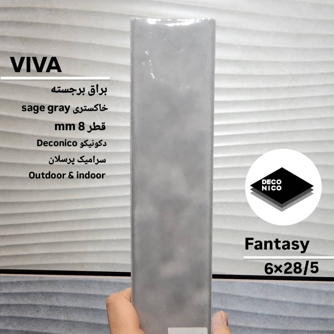 سرامیک مترویی ویوا خاکستری براق برجسته ۶×۲۸.۵