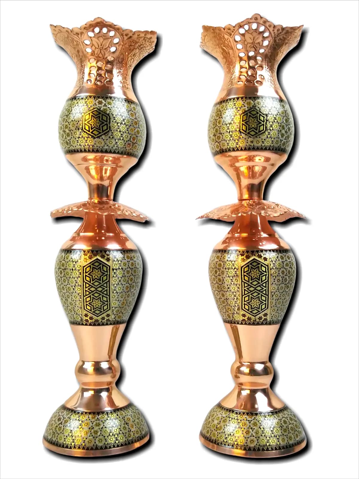 جفت لاله مس و خاتم اصفهان (ارتفاع 30 سانتی متر 2عددی )