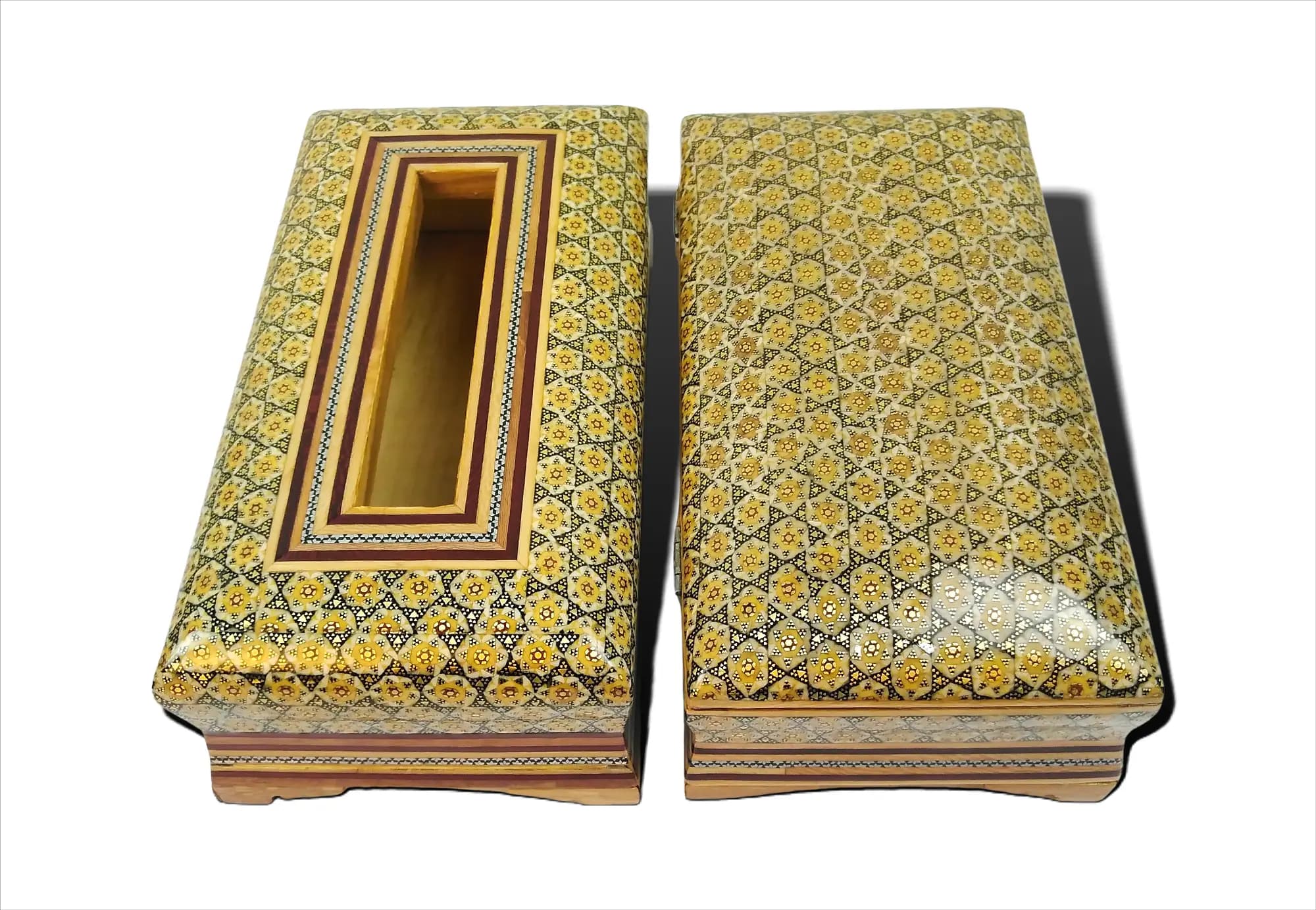 ست جعبه دستمال و کارد چنگال چوب و خاتم اصفهان