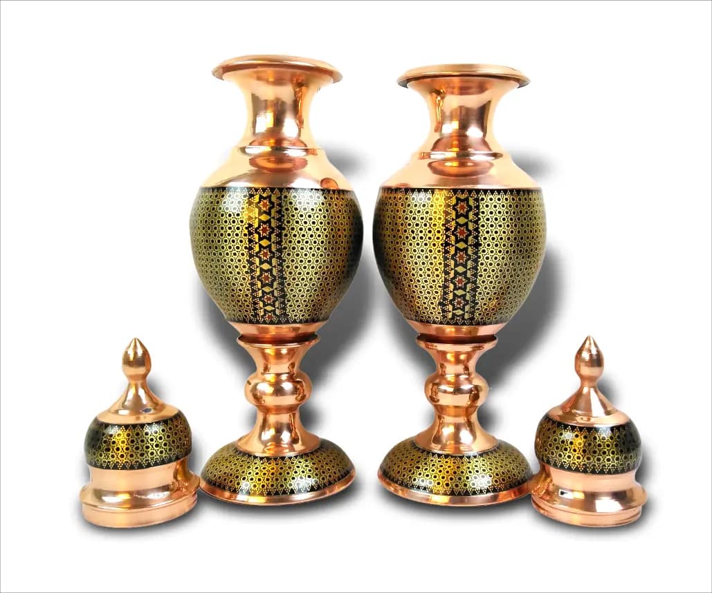 جفت سنبلدان درب دار مس و خاتم (ارتفاع 32 س 2عددی) — تصویر ۳