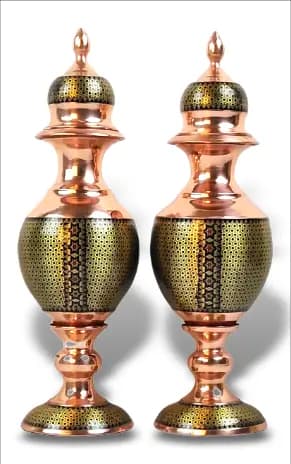 جفت سنبلدان درب دار مس و خاتم (ارتفاع 32 س 2عددی)