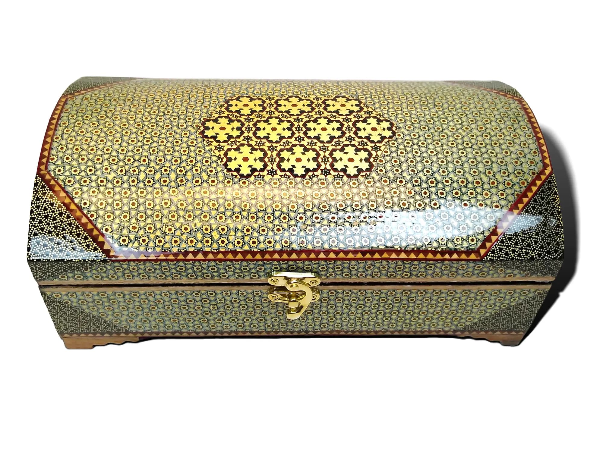 جعبه جواهرات صندوقچه ای خاتم کاری اعلاء (ابعاد14*26 س)