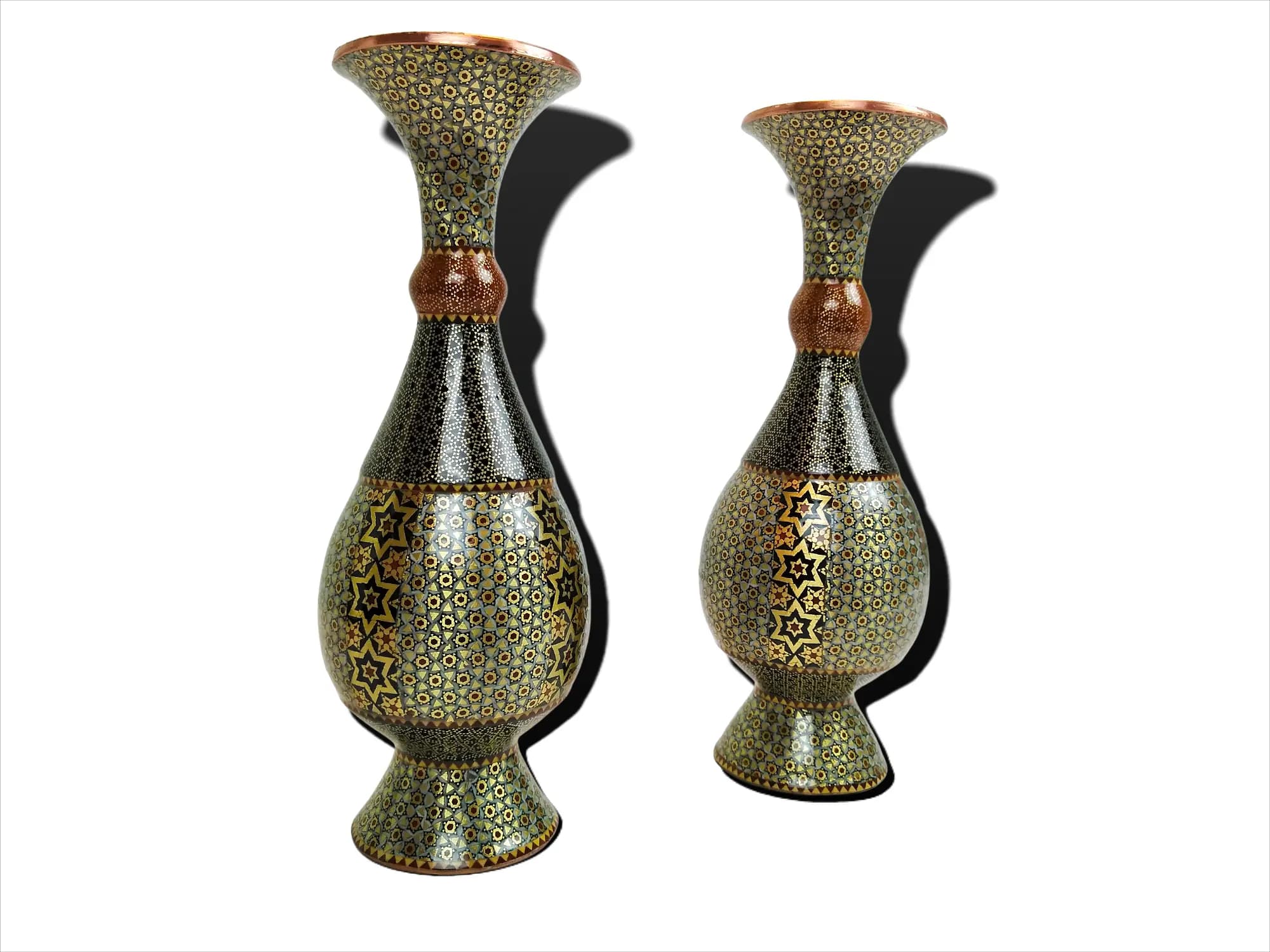 گلدان مس تمام خاتم اعلاء (ارتفاع 25س) — تصویر ۲