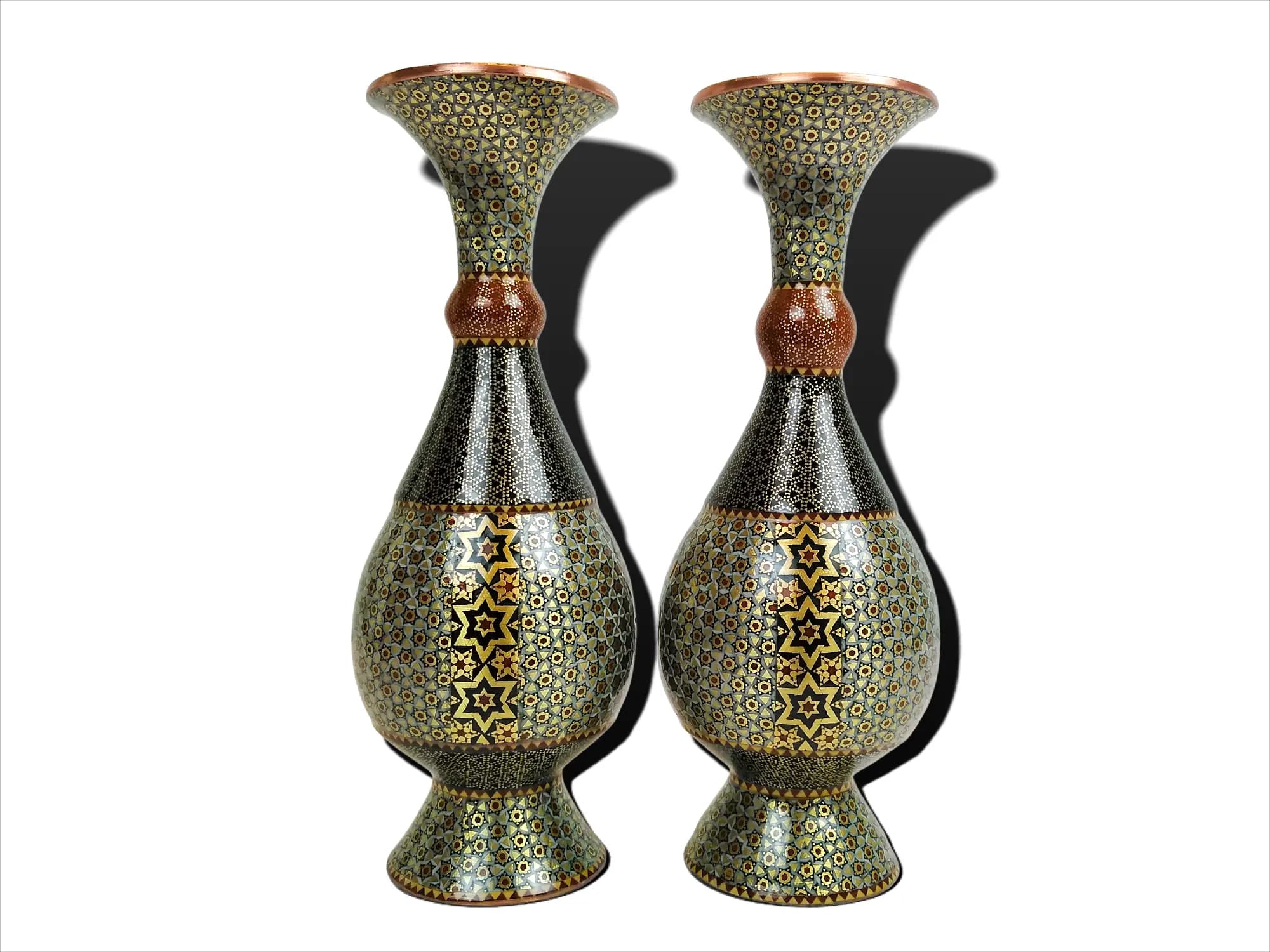 گلدان مس تمام خاتم اعلاء (ارتفاع 25س)