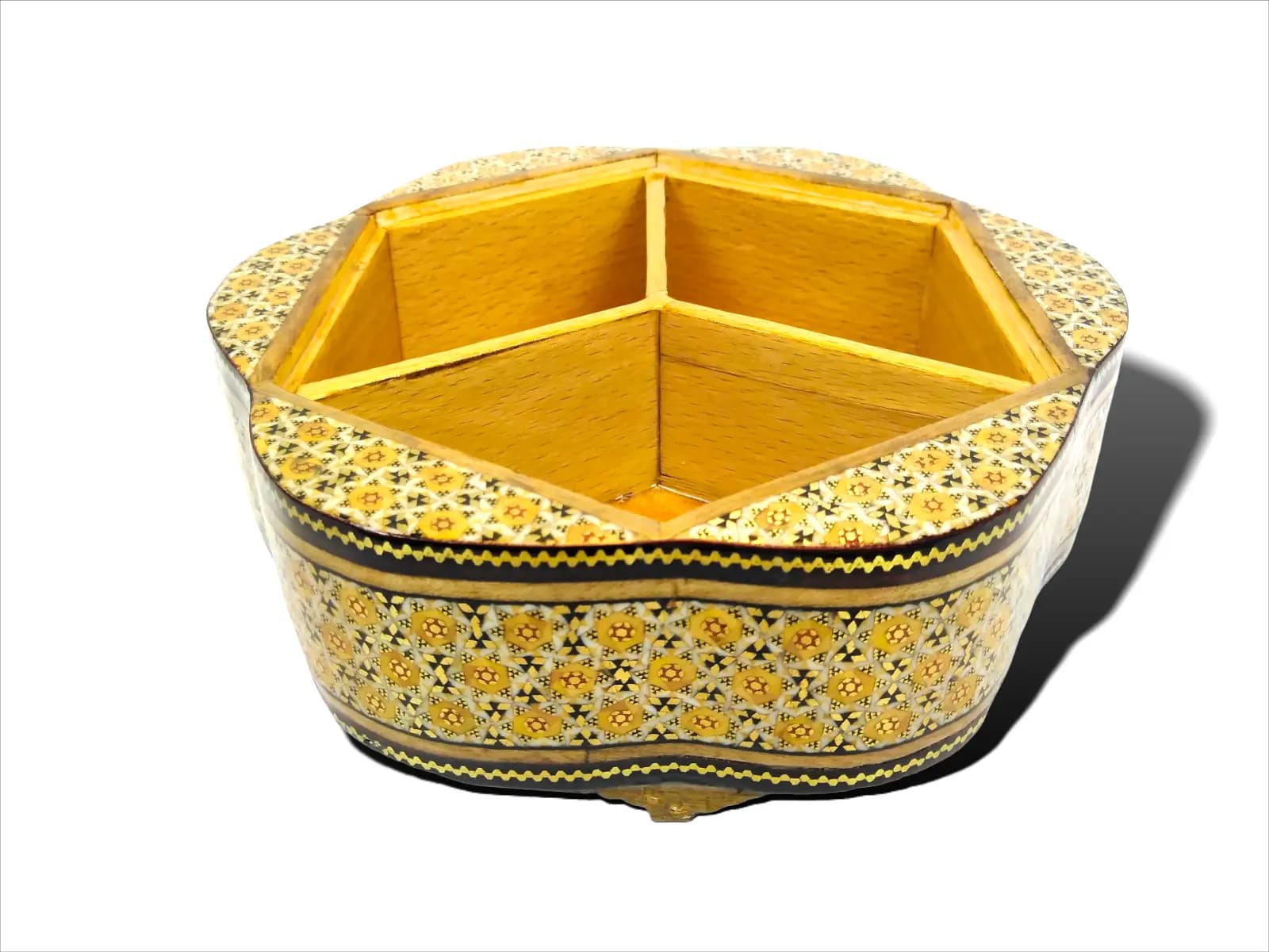 جعبه شکلات خوری خاتم کاری 3 درب 22*22 — تصویر ۲