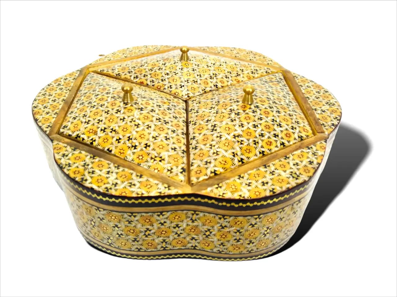 جعبه شکلات خوری خاتم کاری 3 درب 22*22