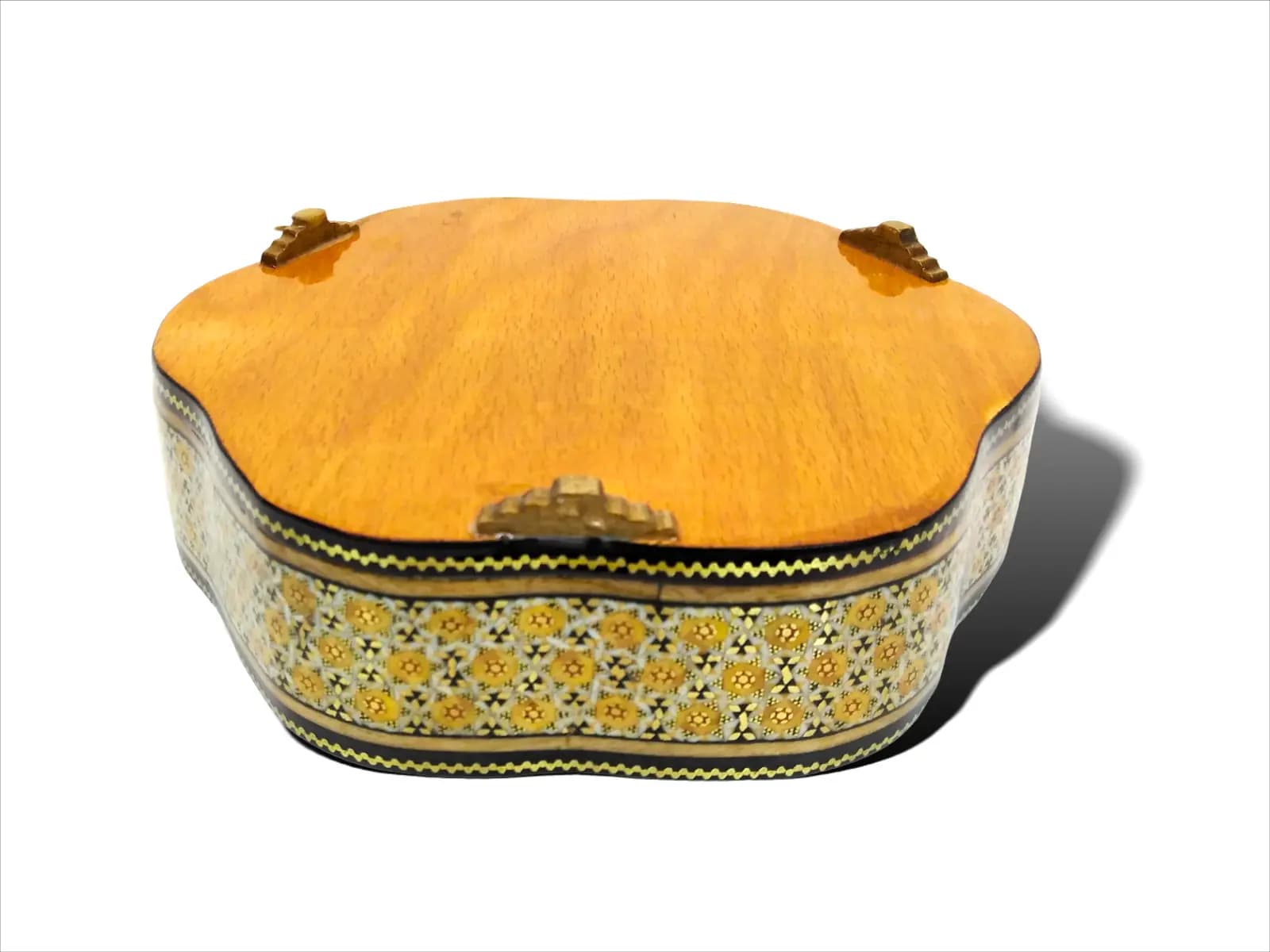 جعبه شکلات خوری خاتم کاری 3 درب 22*22 — تصویر ۴