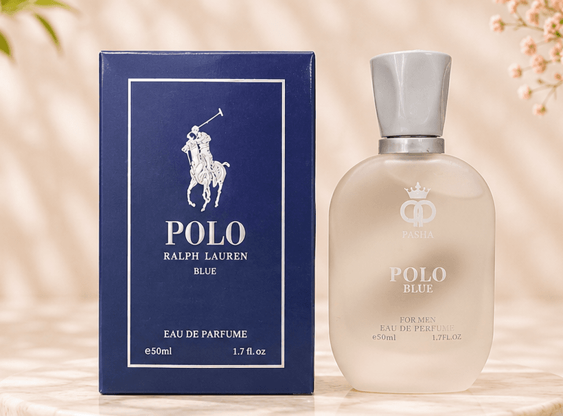 ادکلن مردانه POLO BLUE برند پاشا حجم ۵۰ میل