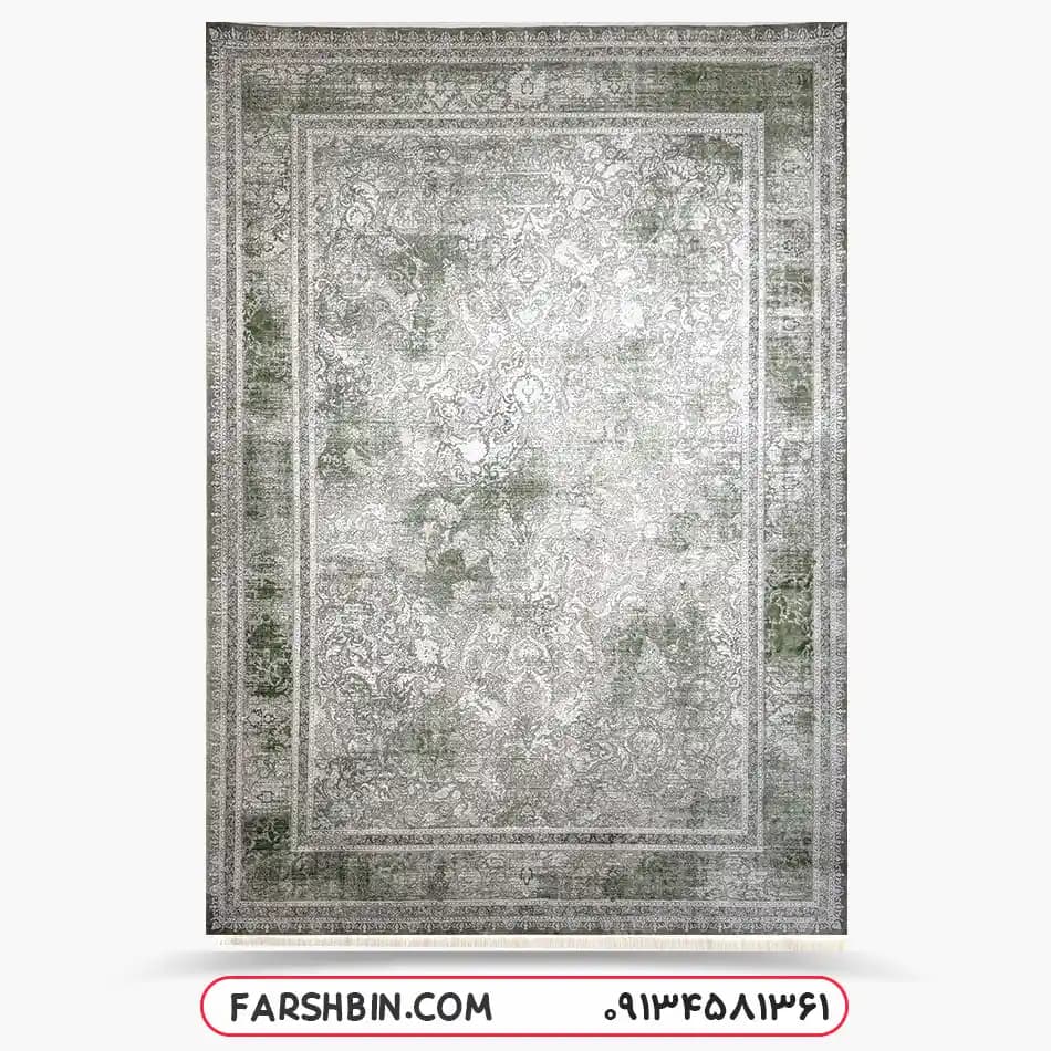 فرش وینتیج طوسی سبز طرح افشان 1200 شانه کد 1716sa