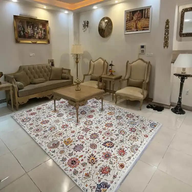 فرش بدون حاشیه کرم سلطان‌ آباد ۱۲۰۰ شانه کد 231 — تصویر ۲