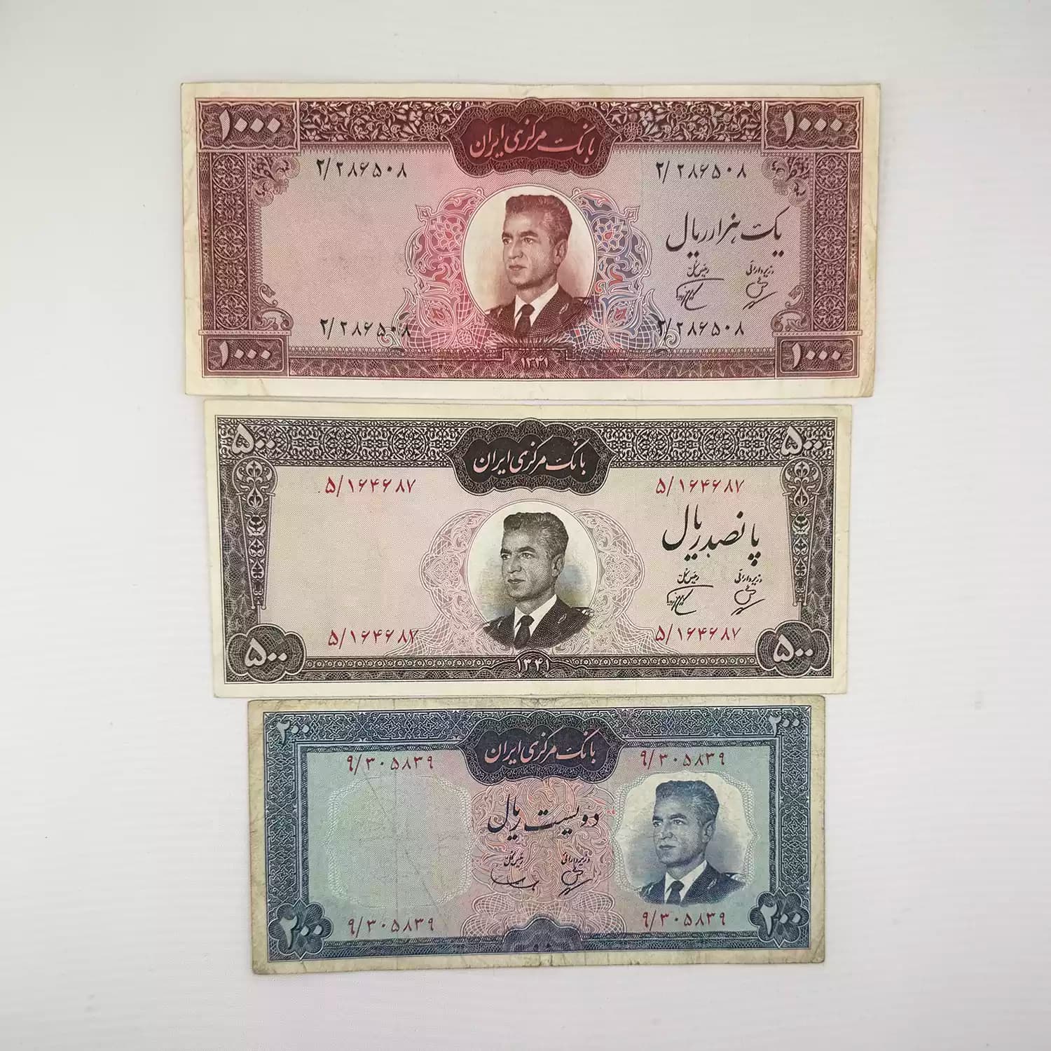 ست اسکناس کراواتی محمدرضا شاه – 6 برگ – 286508 — تصویر ۳