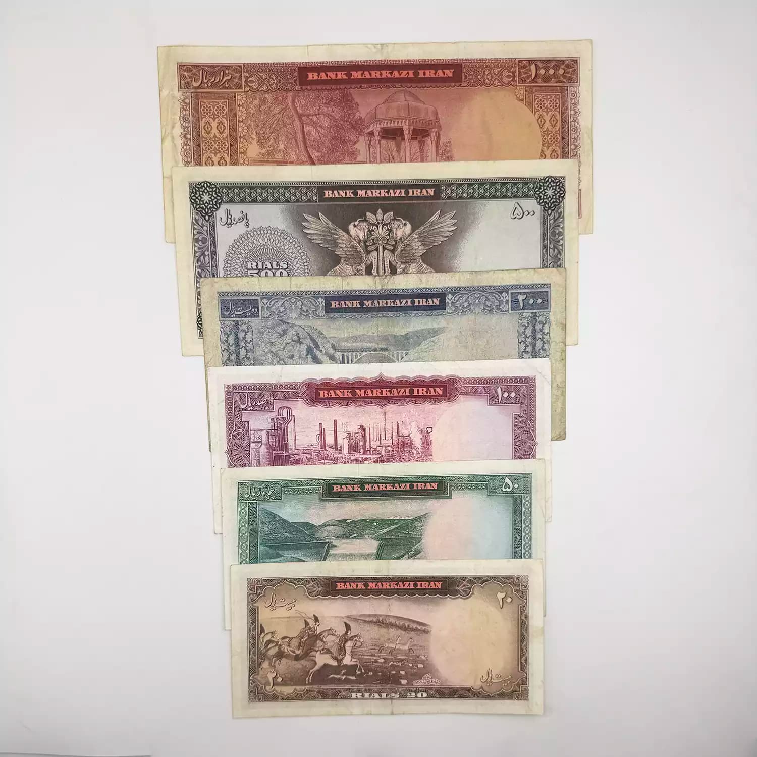 ست اسکناس کراواتی محمدرضا شاه – 6 برگ – 286508 — تصویر ۲