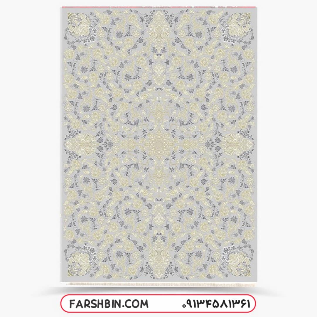 فرش افشان بی حاشیه 700 شانه طوسی طلاکوب کد 750