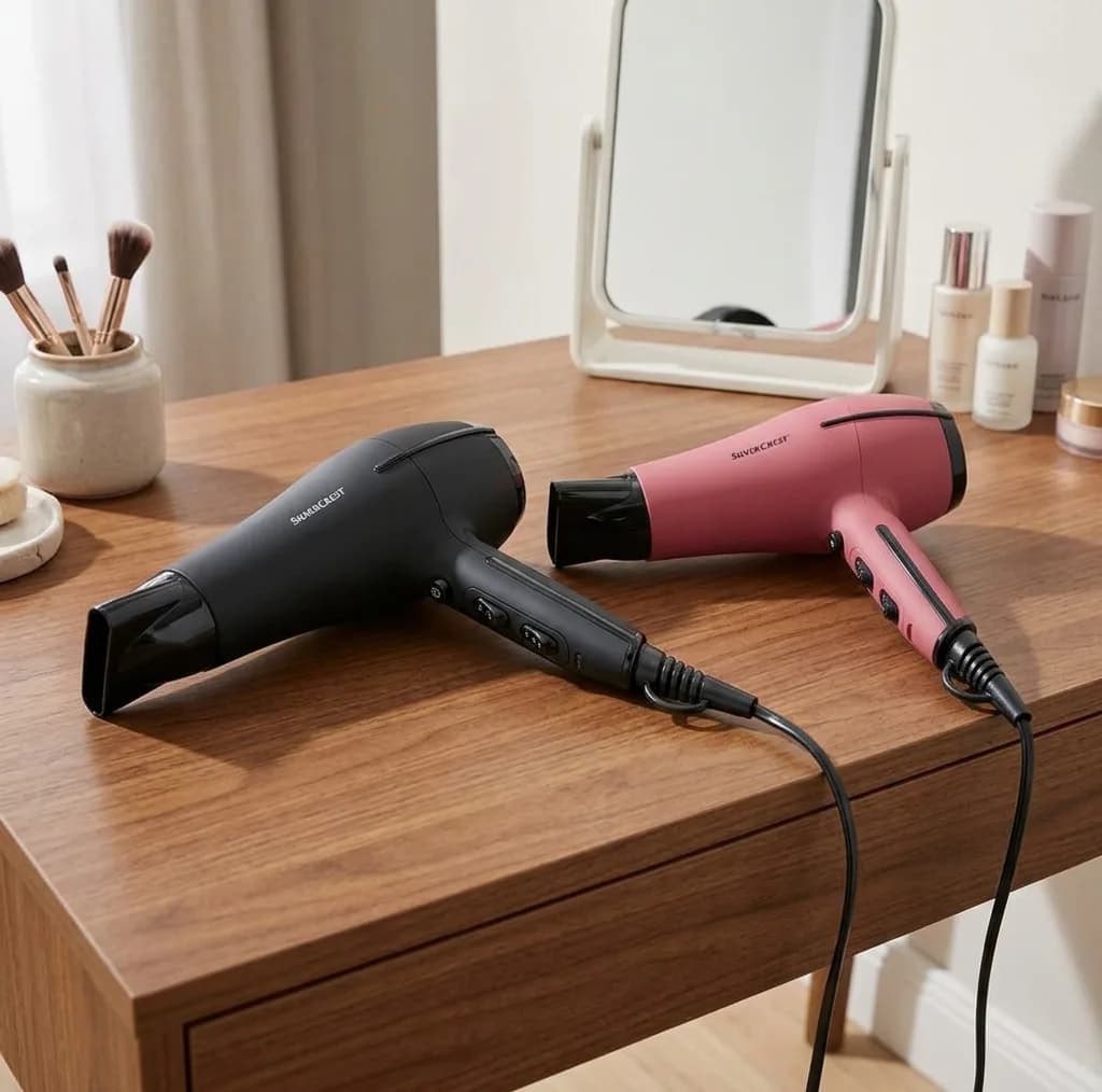 سشوار خانگی سیلور کرست مدل SHTT 2200 B2، با توان 2200 وات و موتور AC، تنظیم دما و سرعت در 2 حالت، دارای 2 سری با پخش یکنواخت گرما و متمرکزکننده پهن — تصویر ۵