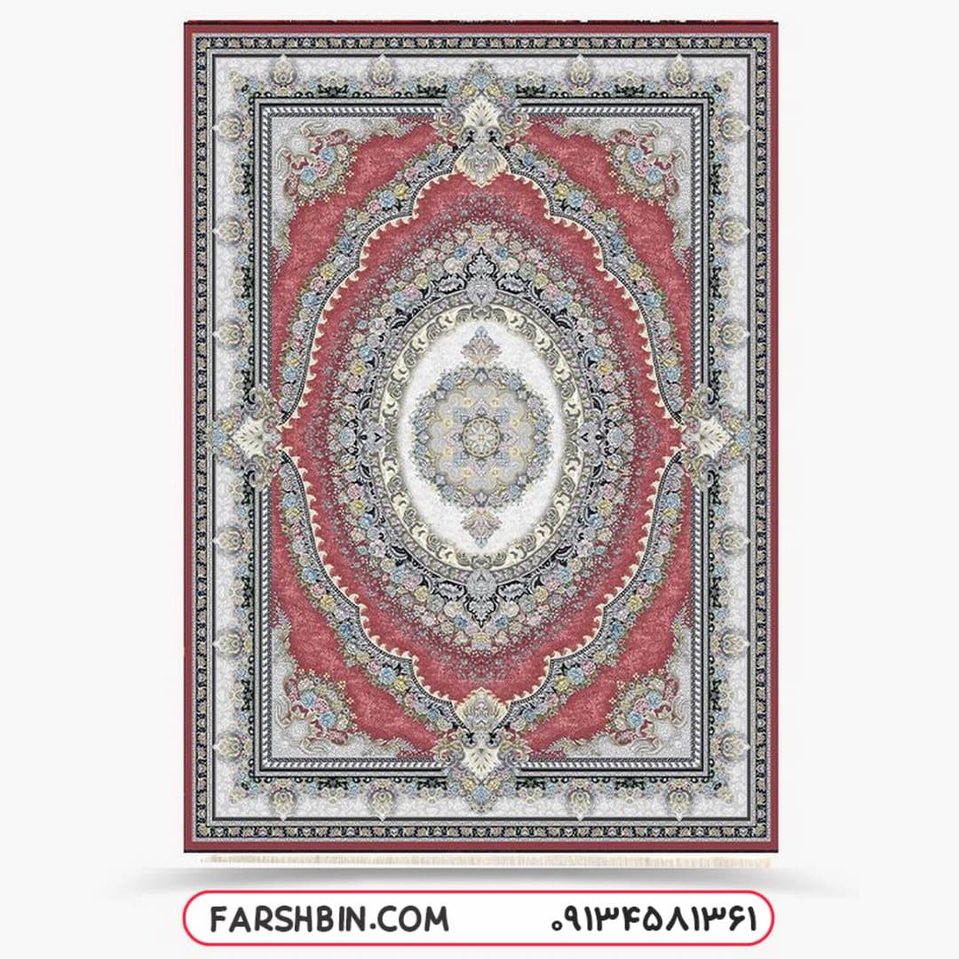فرش طوسی قرمز کلاسیک ۷۰۰ شانه تراکم 2550 کد 705