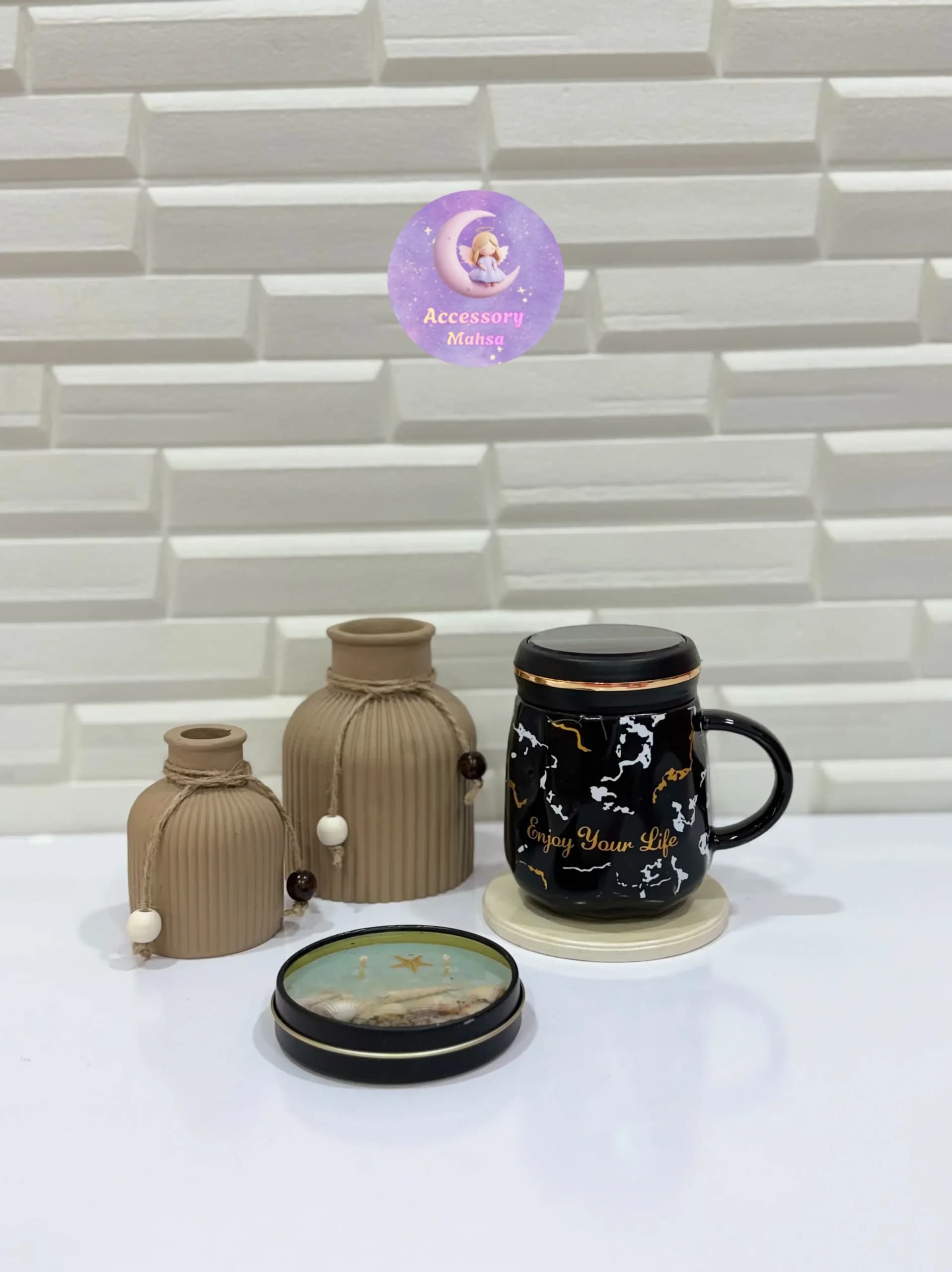 ماگ درب آیینه طرح ماربل — تصویر ۲