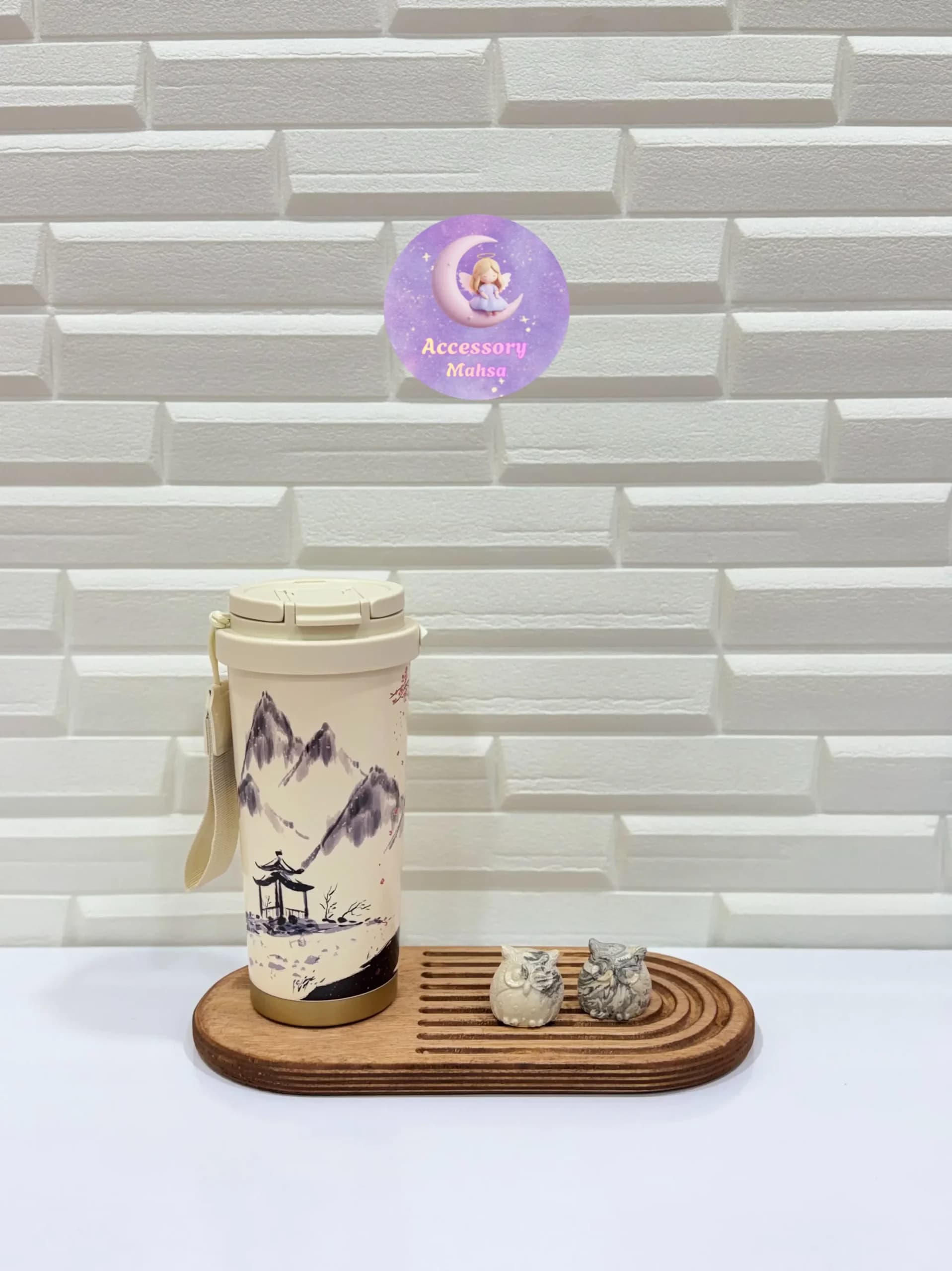 تراول ماگ دو حالته طرح ژاپني 520 ميل — تصویر ۲