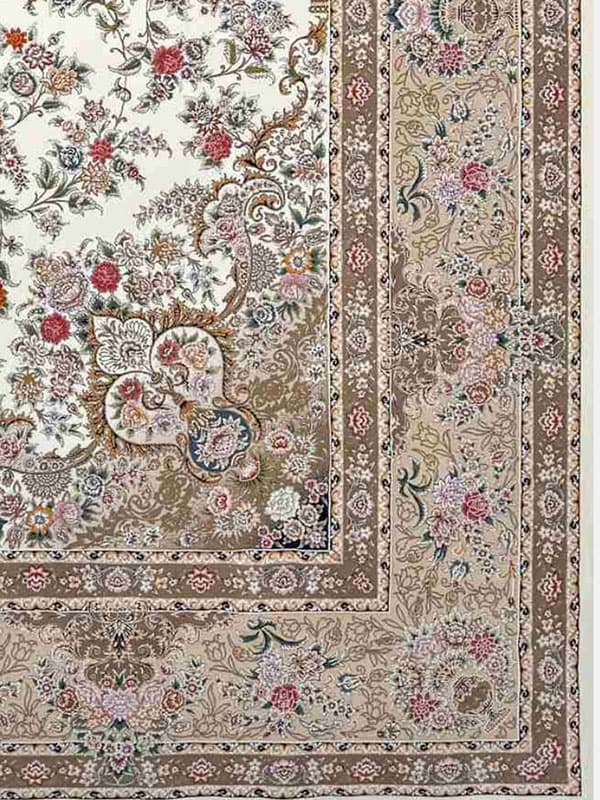 فرش 1200 شانه طوسی سفید طرح برلیان — تصویر ۳