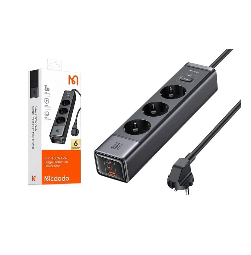 چند راهی برق + شارژر مک دودو MCDODO CH-0620 GaN 30W