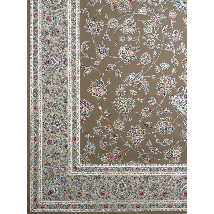 فرش افشان ماشینی جدید 1200 شانه طرح باغ گل بژ — تصویر ۳