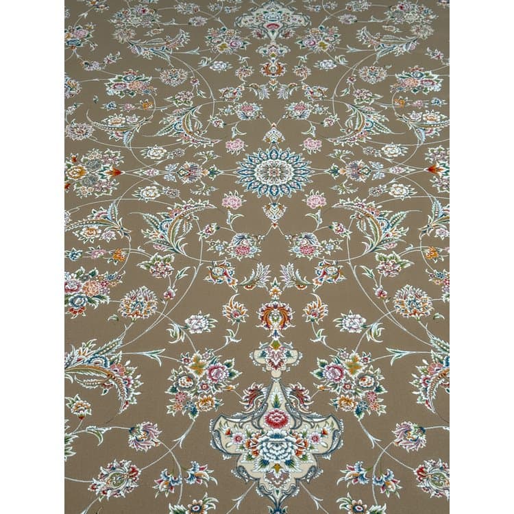 فرش افشان ماشینی جدید 1200 شانه طرح باغ گل بژ — تصویر ۴
