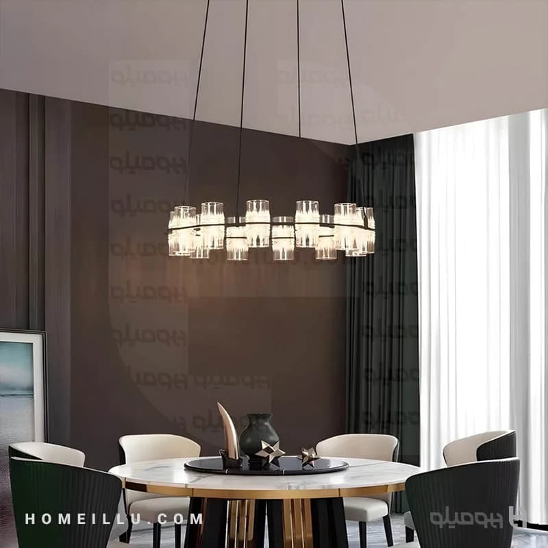 لوستر آویز ۱۲ شعله ال ای دی ۴۲ وات گرد MD8468-12 — تصویر ۲