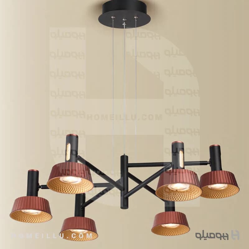 لوستر آویز 6 شاخه ال ای دی 43 وات مدرن P50886 — تصویر ۲