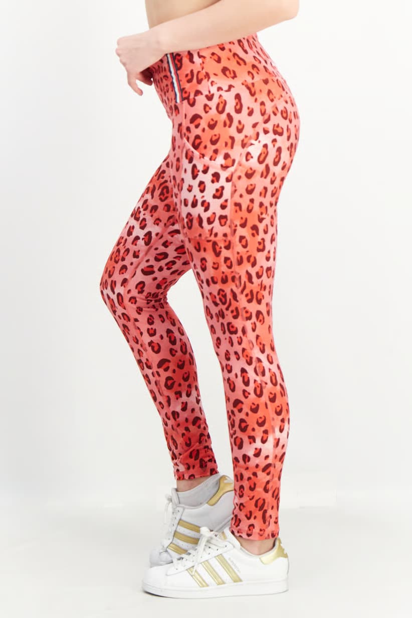 لگ ورزشی زنانه تامی هیلفیگر Tommy Hilfiger Women Training Leggings قرمز طرح دار — تصویر ۴