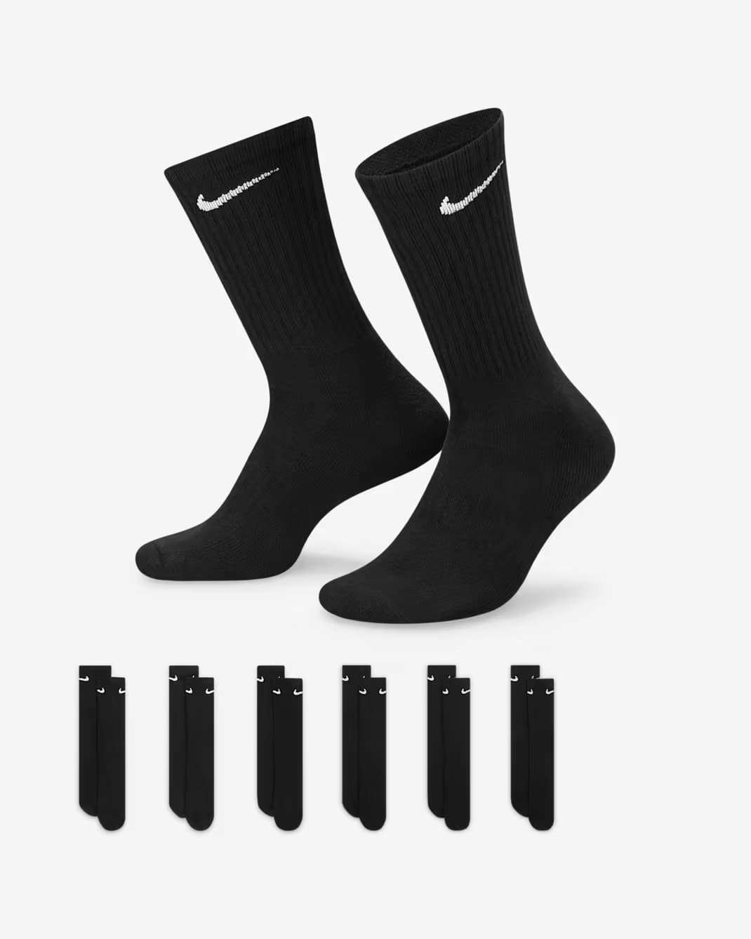 جوراب نایکی مشکی ساق بلند | Nike Everyday Crew Socks – پک ۶ جفتی — تصویر ۲