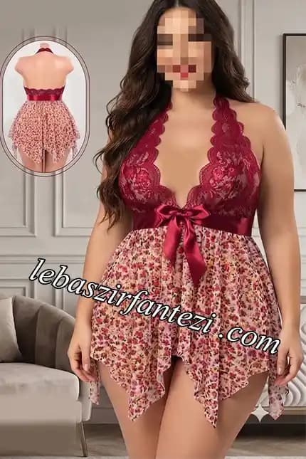 لباس خواب سایز بزرگ زنانه گلدار شیک