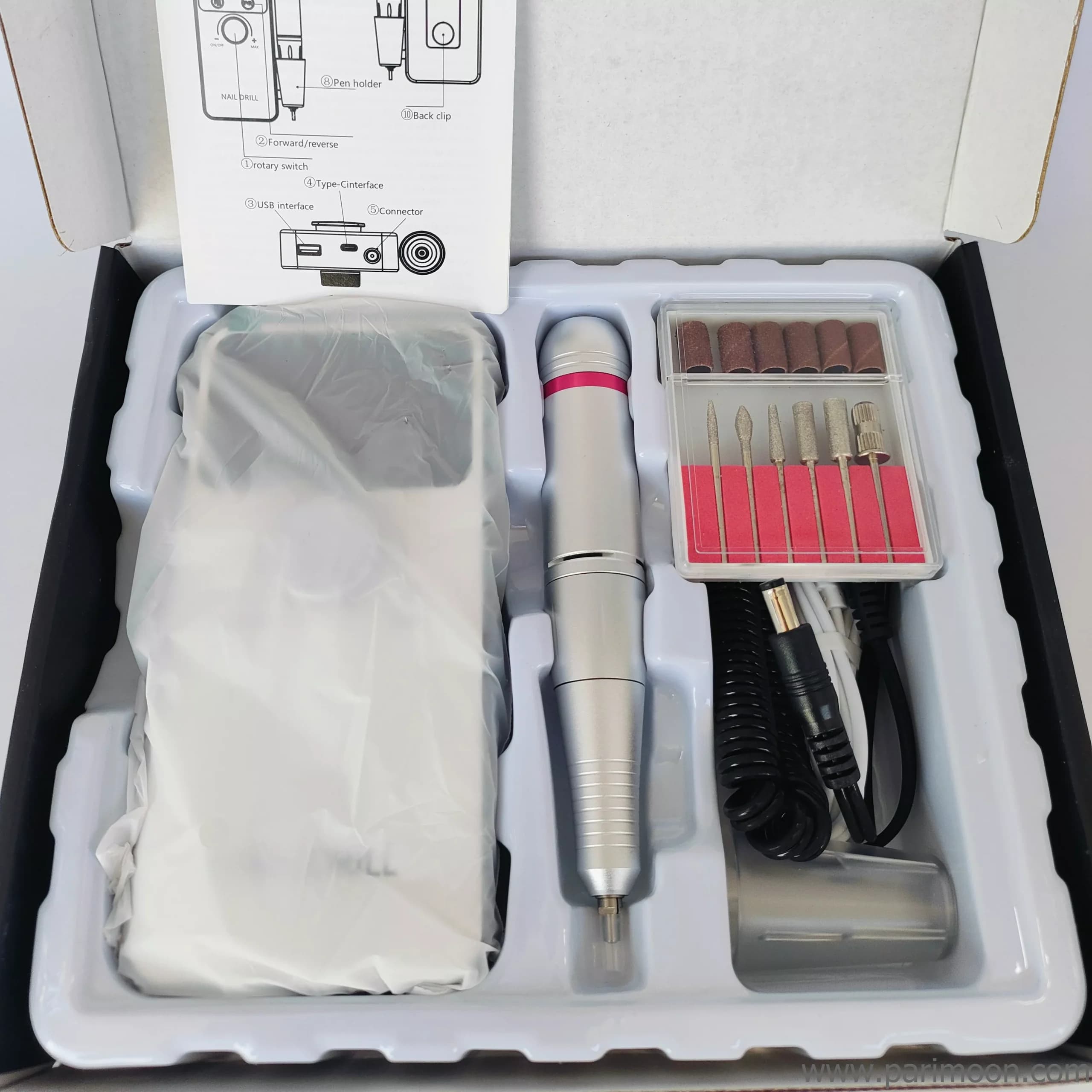 سوهان برقی نیل دریل وی 6 شارژی Nail Drill V6 — تصویر ۳