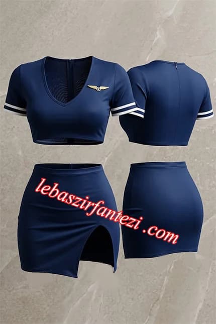 کاستوم مهماندار هواپیما | ست نیم تنه و دامن کاستوم