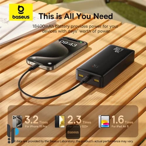 پاوربانک 20 واتی بیسوس مدل Baseus LifePO4 P10071000 ظرفیت 18400 میلی‌ آمپر — تصویر ۶
