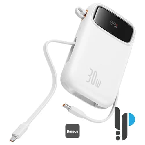 پاوربانک 30 واتی بیسوس مدل Baseus Qpow2 P10055008 با 2 کابل Type-C ظرفیت 10000 میلی آمپر — تصویر ۳